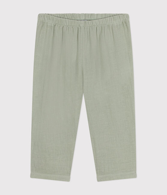 Pantaloni bebè in garza di cotone verde HERBIER