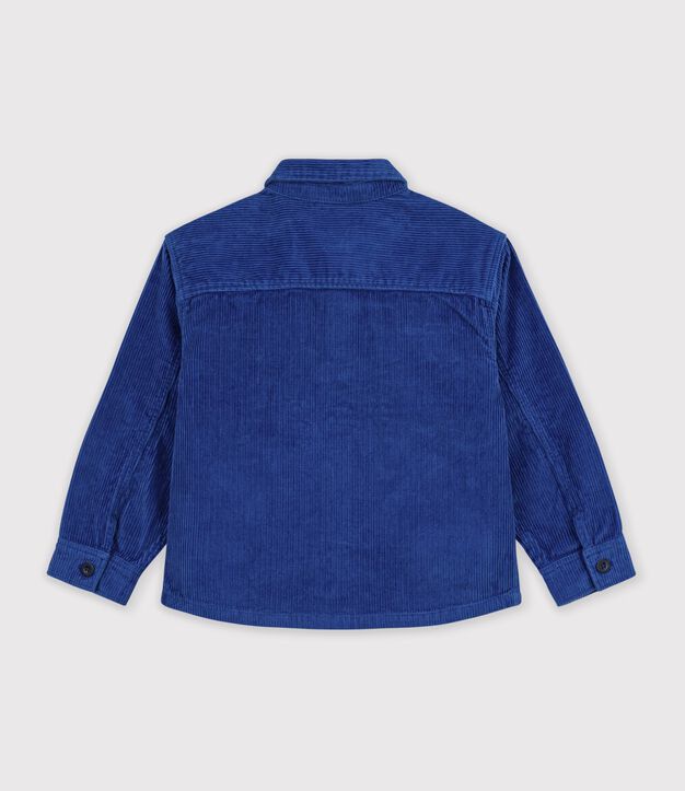 Camicia in velluto tinta unita bambino blu