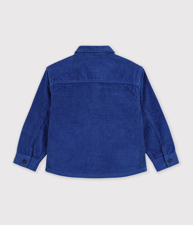 Camicia in velluto tinta unita bambino blu