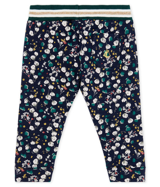 Pantalone bebè femmina in tubique fantasia blu SMOKING/bianco MULTICO