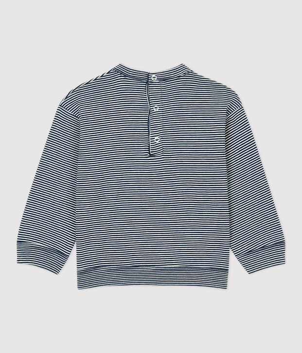 T-shirt in cotone beb&egrave; blu/bianco