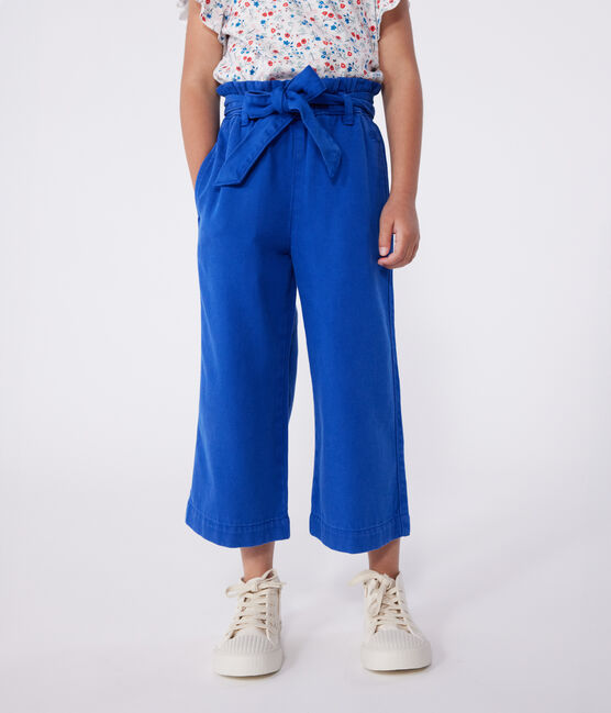 Pantaloni in misto cotone e lyocell bambina. blu SURF