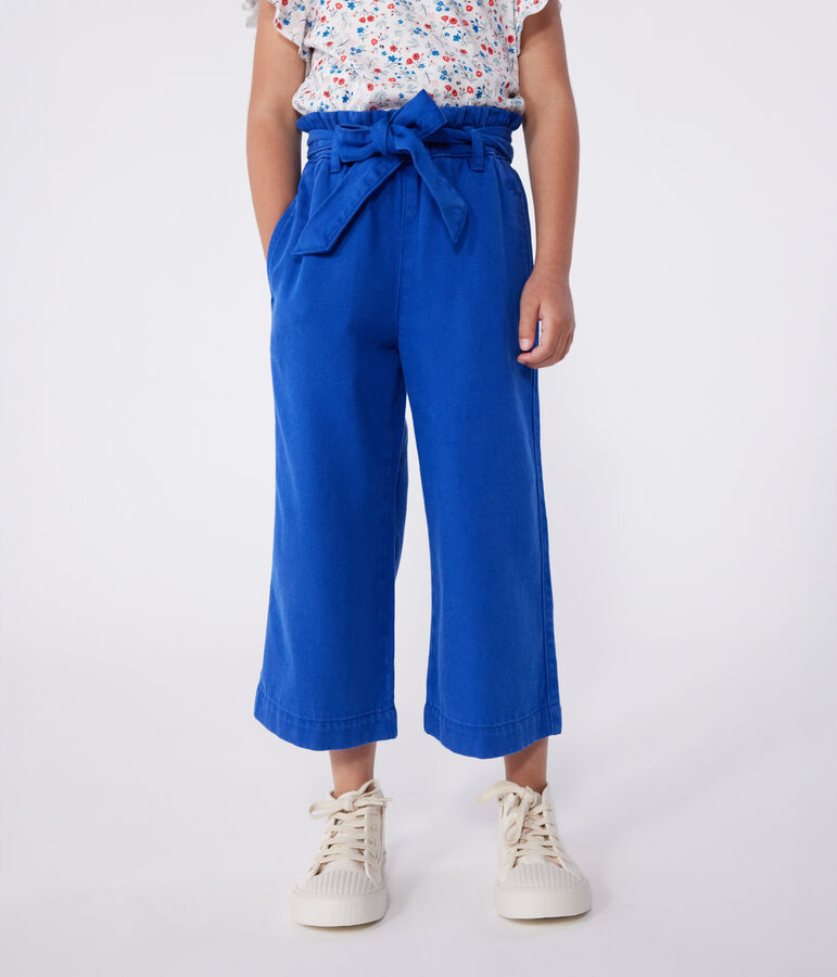Pantaloni in misto cotone e lyocell bambina. blu SURF