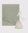Copertina e doudou in tricot per neonato verde HERBIER/ MARSHMALLOW