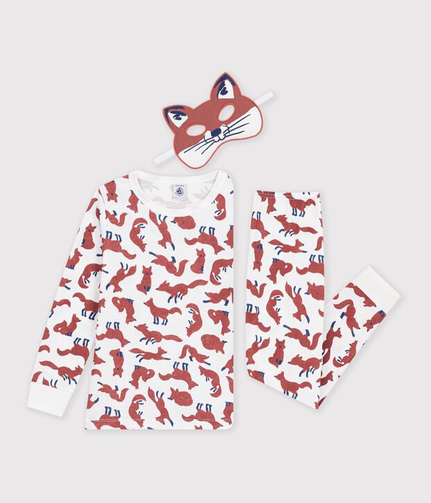 Pigiama travestimento da volpe in cotone bambino bianco/multicolore