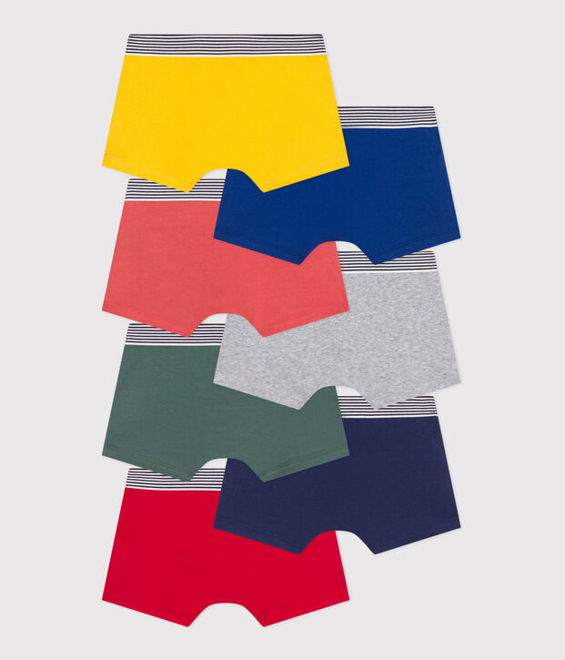 Confezione da 7 boxer in cotone a tinta unita bambino multicolore