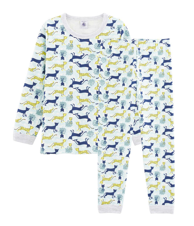Pigiama bambino in molleton bianco/multicolore