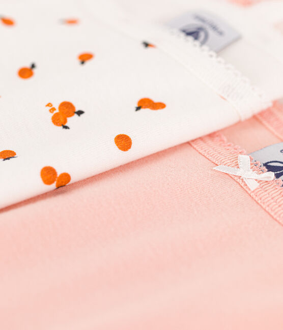 Confezione da 2 canotte con spalline arancioni in cotone bambina variante 1