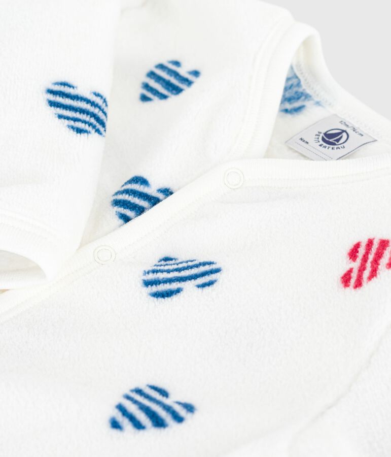 Tutina imbottita invernale in pile con cuori stampati neonato bianco/multicolore