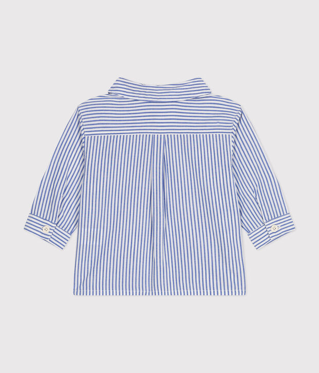 Camicia beb&egrave; in popeline a righe blu/bianco