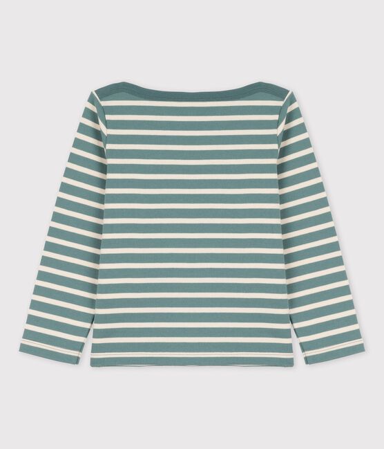 Marinière bambina/bambino in cotone verde BRUT/bianco AVALANCHE