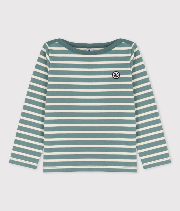 Marini&egrave;re bambina/bambino in cotone verde/ecru