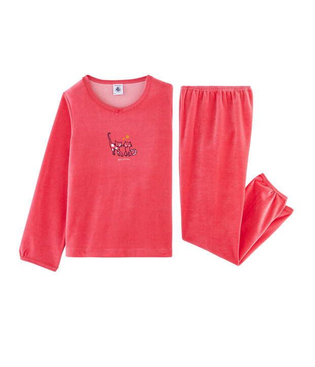 Pigiama bambina in ciniglia rosso