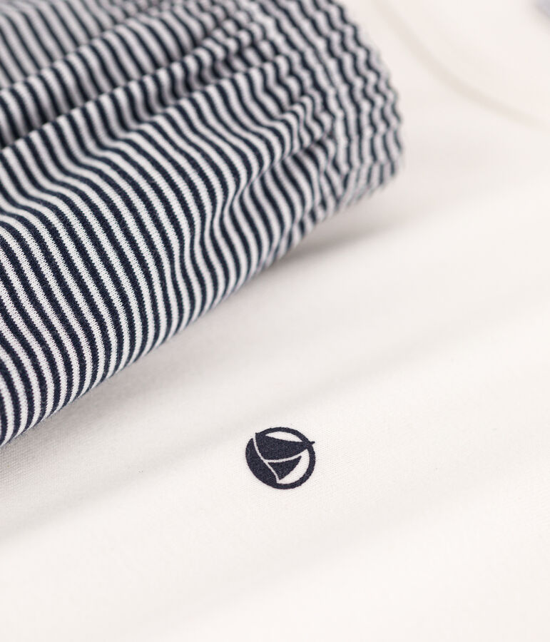 Pigiama corto bambino in cotone millerighe blu/bianco