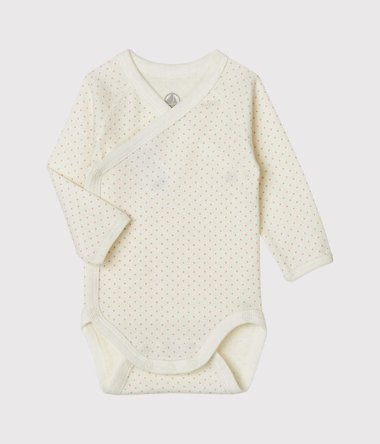 Body nascita a maniche lunghe bebè bianco MARSHMALLOW/rosa CHARME