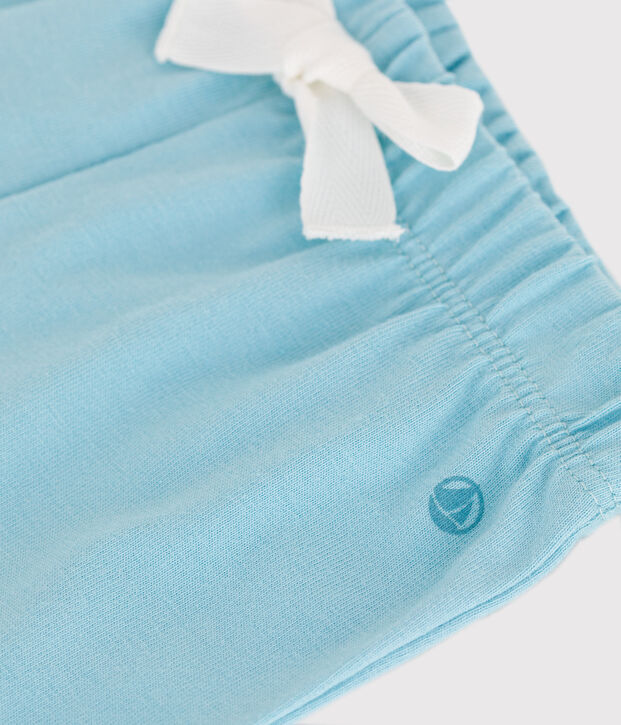 Shorts in cotone tinta unita neonato blu