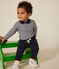 Body a manica lunga a righe con colletto in cotone per bebè blu SMOKING/bianco MARSHMALLOW