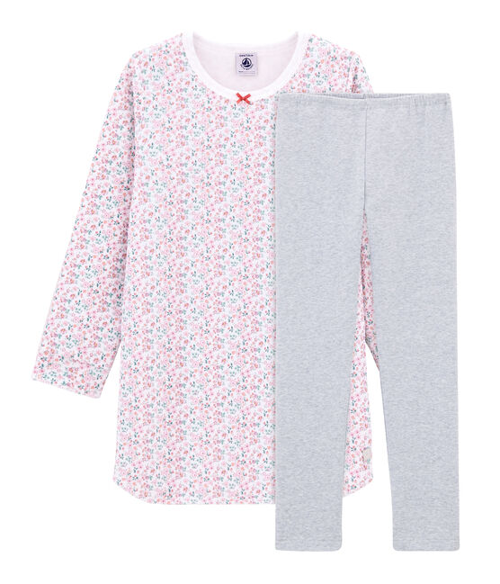 Camicia da notte bambina in velluto con leggings bianco MARSHMALLOW/bianco MULTICO
