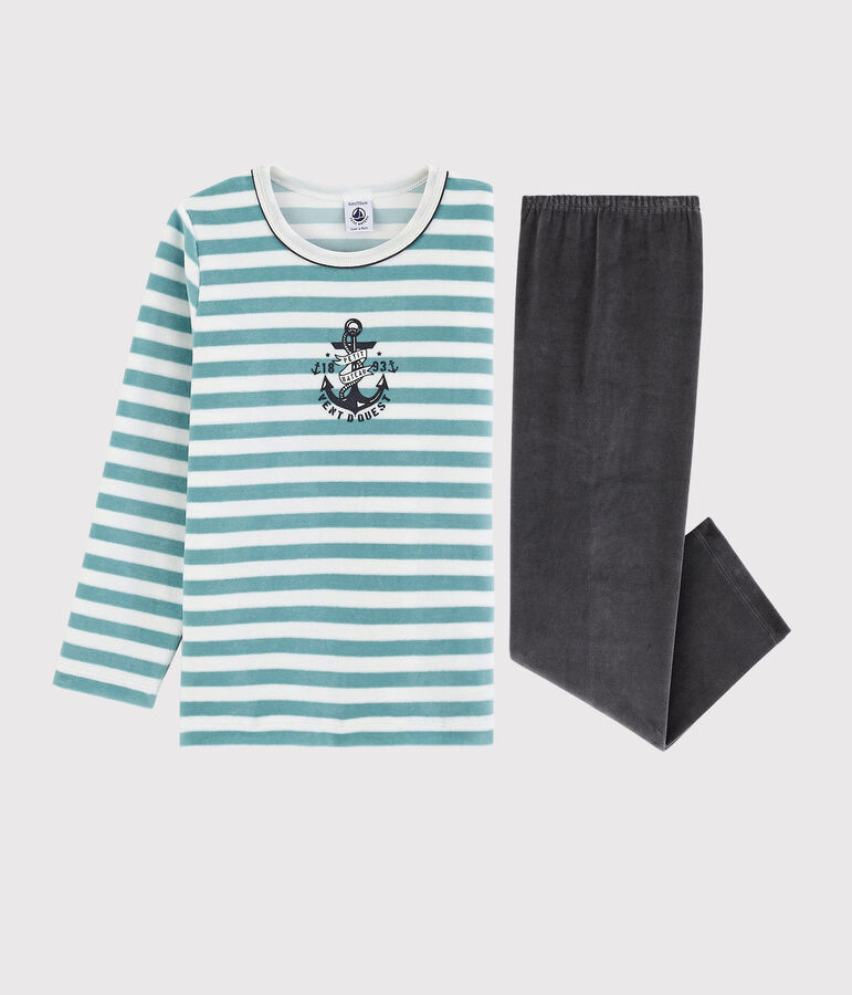 Pigiama ancora in ciniglia bambino bianco/blu/multicolore