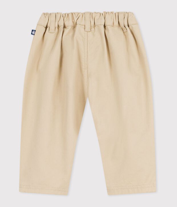 Pantaloni in serge tinta unita neonato beige
