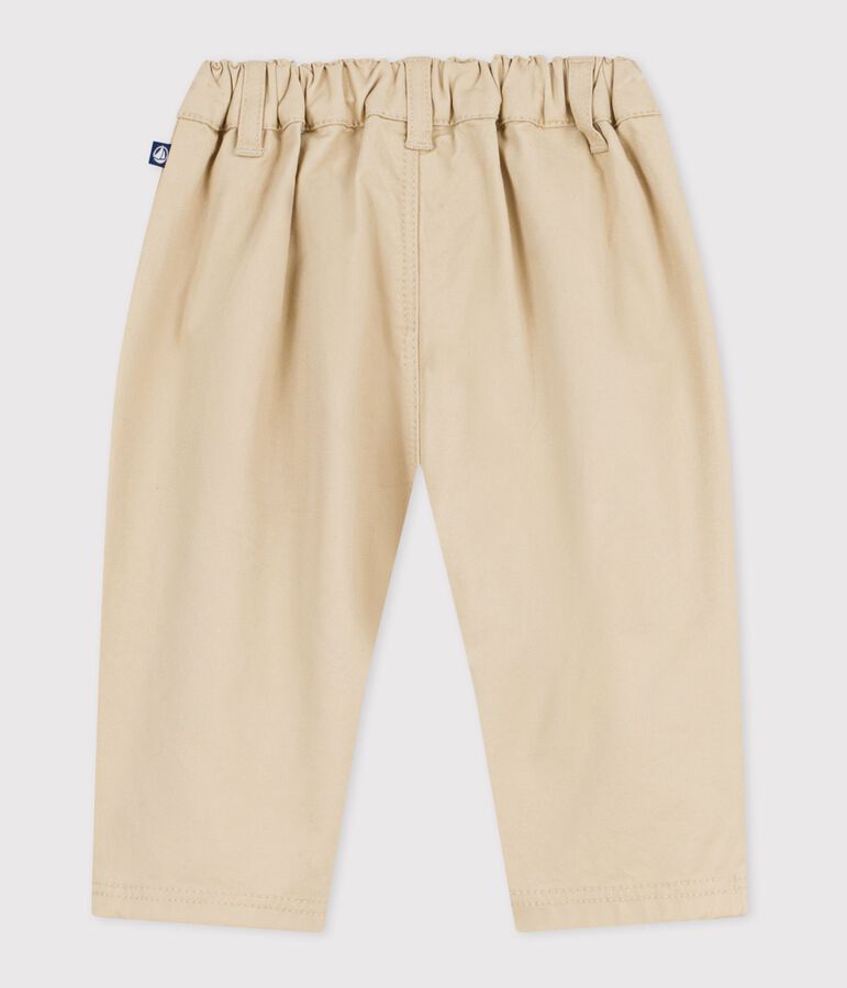 Pantaloni in serge tinta unita neonato beige