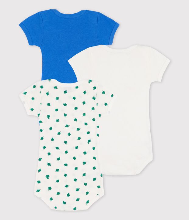 Confezione da 3 body manica corta in cotone e lino multicolore