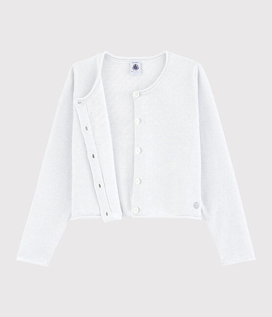 Cardigan in cotone bambina bianco MARSHMALLOW/grigio ARGENT