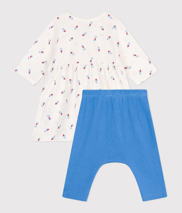 Abito e leggings in cotone neonato bianco/multicolore