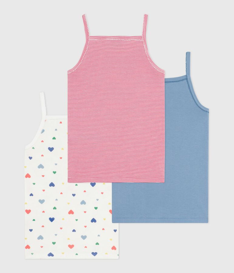 Set di canotte con spalline in cotone con stampa a cuori bambina multicolore
