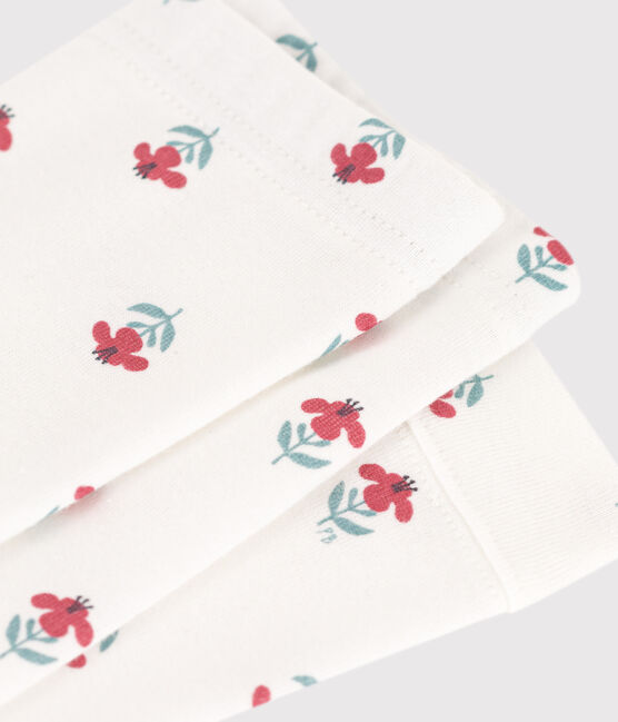 Leggins  bebè in cotone stampato a fiori bianco MARSHMALLOW/bianco MULTICO