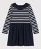 Abito maniche lunghe bambina in bi-materiale blu SMOKING/ ARGENT