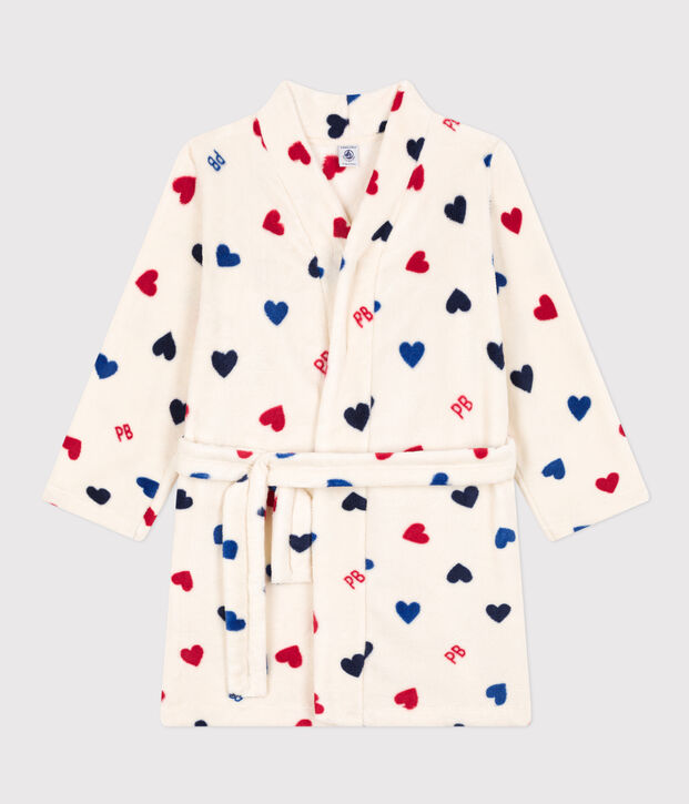 Vestaglia in pile bambino unisex ecru/multicolore