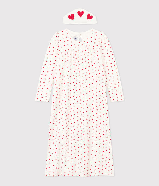 Camicia da notte e coroncina bambina in ciniglia bianco MARSHMALLOW/rosso TERKUIT