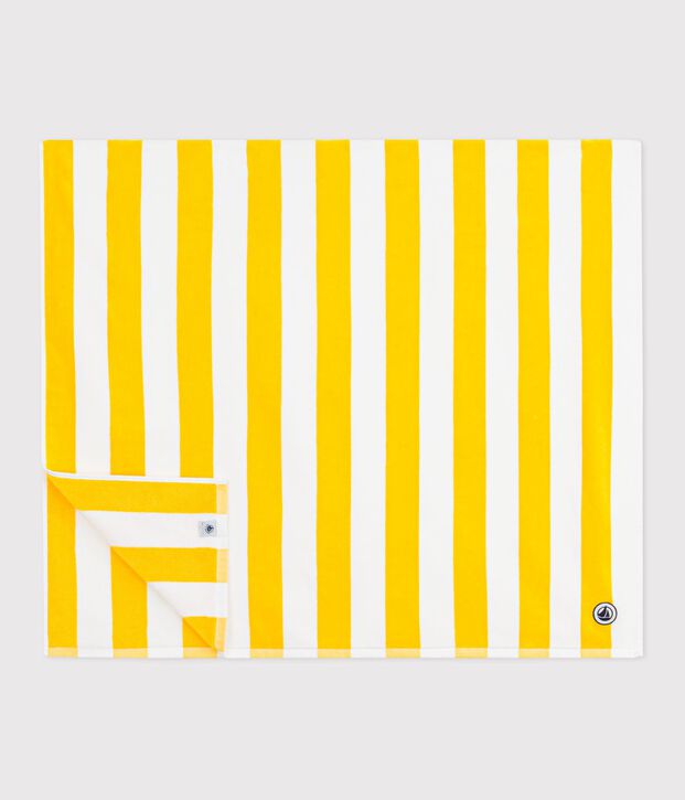 Telo mare in spugna di cotone a righe giallo/bianco