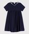 Abito a maniche corte in cotone tinta unita bambina blu SMOKING