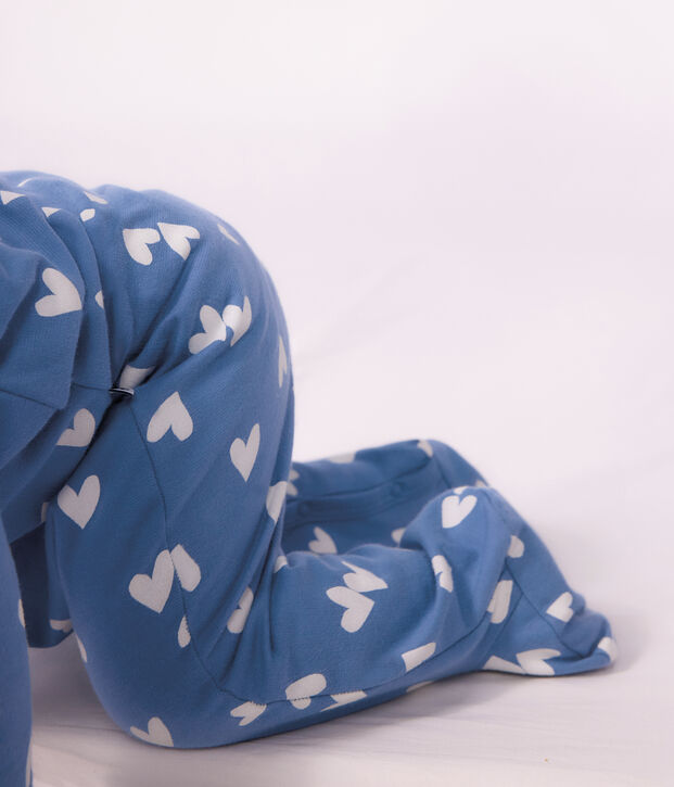 Pigiama in tessuto felpato con stampa a cuori neonato blu/bianco