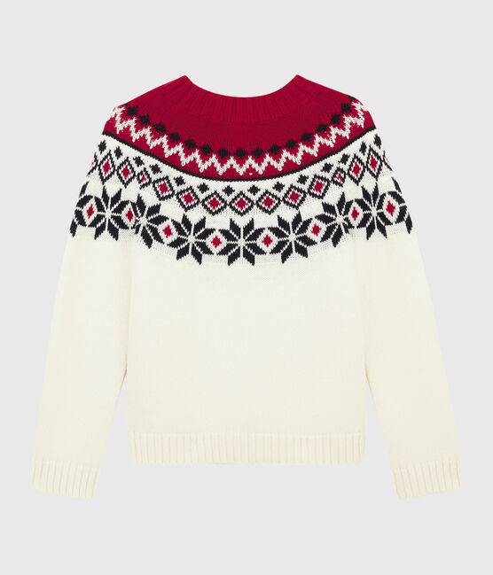 Pullover in lana e cotone bambino bianco MARSHMALLOW/bianco MULTICO