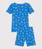 Pigiama corto e molto aderente bambino in cotone con furgoni stampati blu BRASIER/grigio MARSHMALLOW