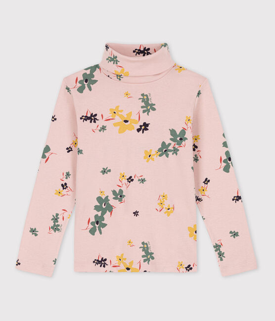 Dolcevita in cotone a fiori bambina rosa SALINE/bianco MULTICO