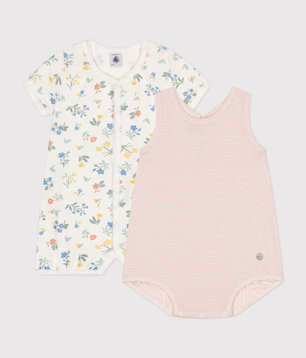 Set di 2 tutine corte beb&egrave; in cotone multicolore