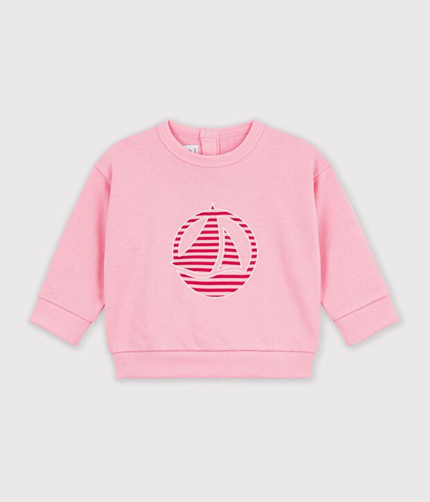 Felpa in cotone tinta unita con logo stampato neonata CHARMI