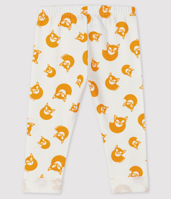 Pantalone bebè maschio in molleton bianco MARSHMALLOW/giallo BOUDOR