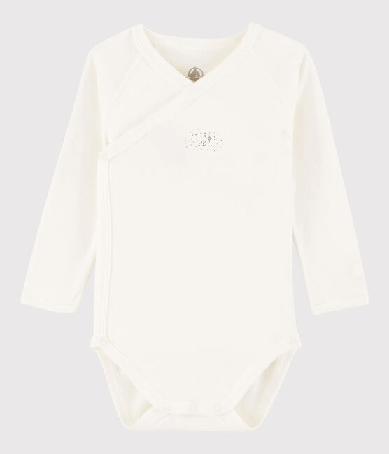 Body incrociato a manica lunga bebè unisex bianco MARSHMALLOW