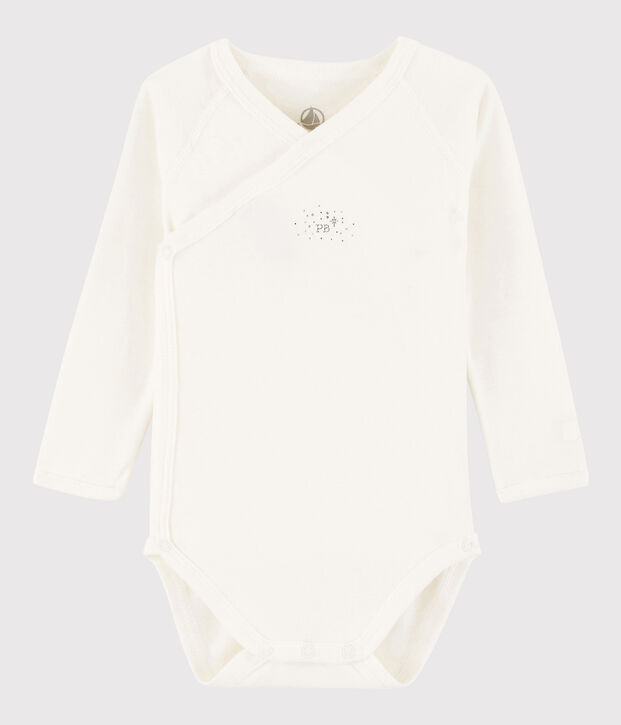 Body incrociato a manica lunga beb&egrave; unisex bianco