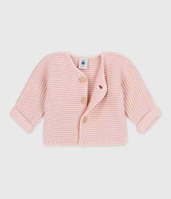 Cardigan bebè in tricot in cotone a punto legaccio rosa SALINE