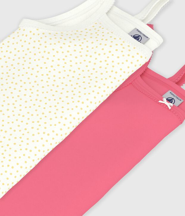 Set di canotte bambina in cotone con stampa a pois multicolore