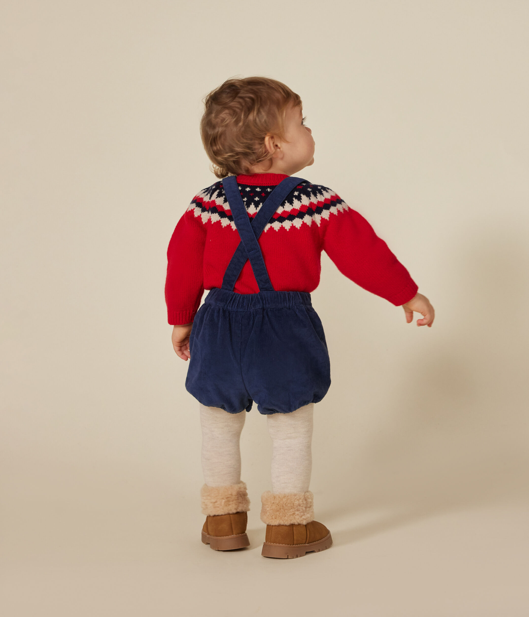 Shorts con bretelle in velluto neonato A0AZA01