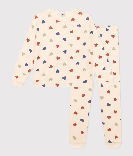 Pigiama motivo a cuore donna in cotone bianco AVALANCHE/ MULTICO
