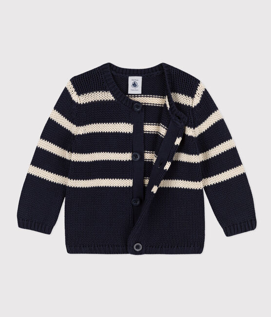 Cardigan bebè in maglia di cotone a righe blu SMOKING/ AVALANCHE