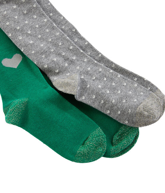 Confezione da 2 collant bambina grigio SUBWAY/verde ECOLOGY